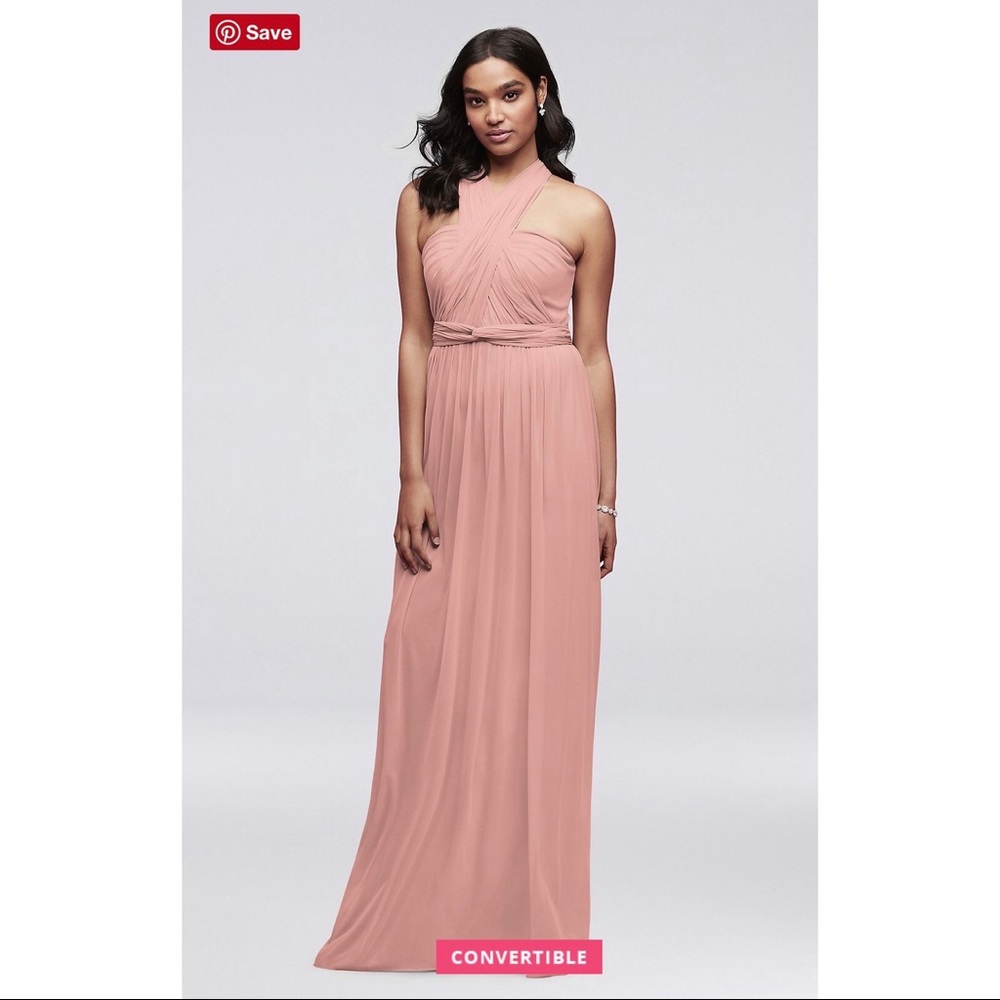 Long Mesh Style-Your-Way 6 Tie Bridesmaid Dress, 4